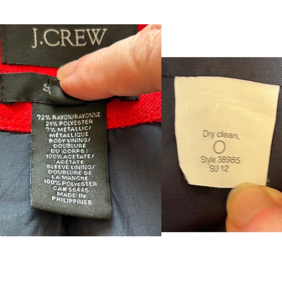 J Crew Schoolboy Blazer Red Sz 6 Tall 38985 Rayon Metallic Herringbone - Picture 11 of 15